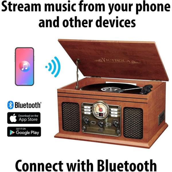 Victrola ノスタルジック ウッド 6-in-1 Bluetooth レコードプレーヤー