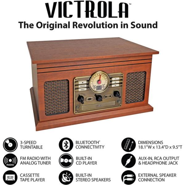 Victrola ノスタルジック ウッド 6-in-1 Bluetooth レコード