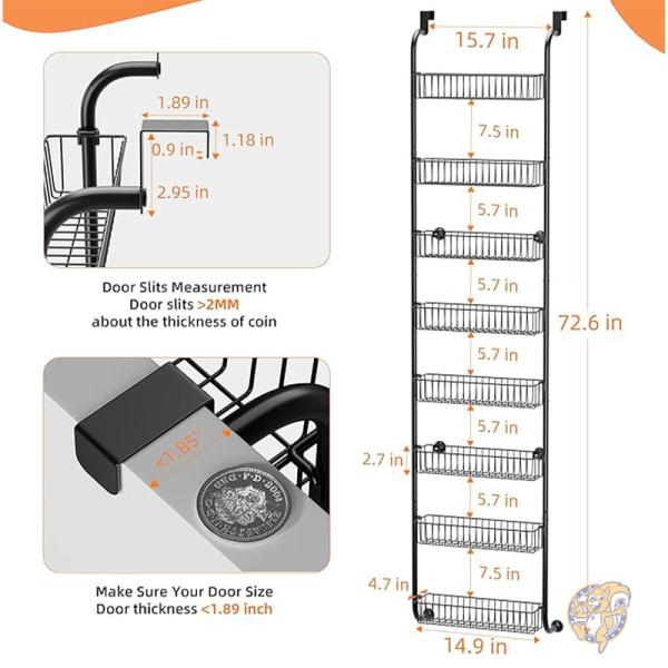 ドア掛け パントリーオーガナイザー 収納ラック バスケット8個