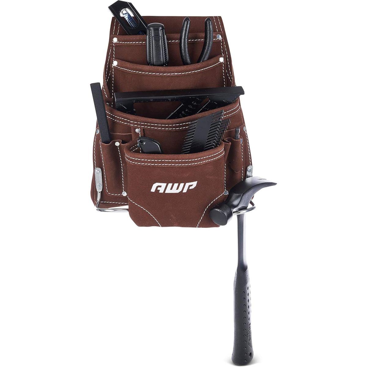 AWP 10ポケットスエードツールポーチ | 丈夫な一般構造レザーツール