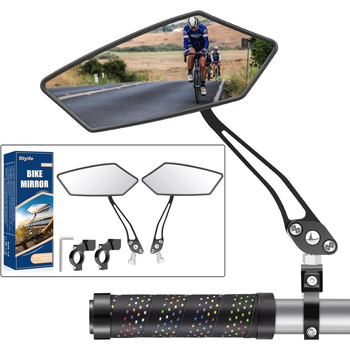 Diyife バイクミラー 2個 [最新バージョン] HD広角大型ハンドルバー 