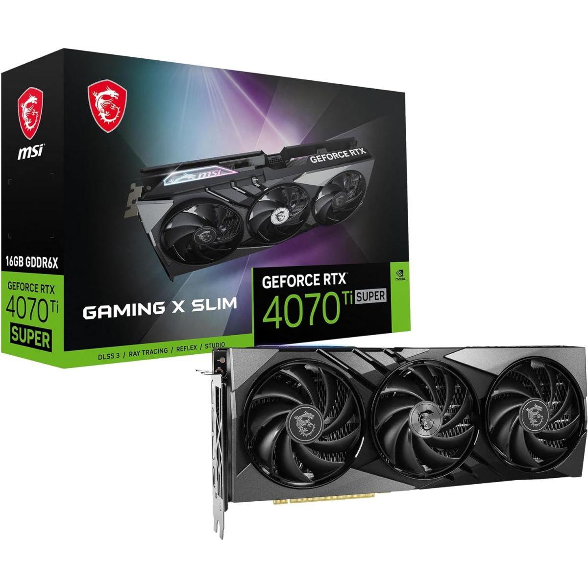 MSI GeForce RTX 4070Ti SUPER 16G GAMING X SLIM PCIe4.0 約3スロット厚・3ファン搭載 グラフィックスカード VD8726