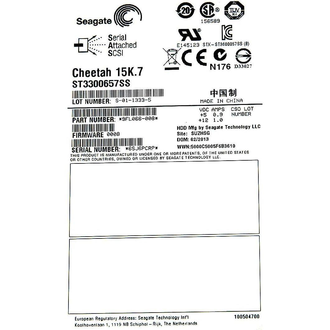 Seagate 3.5インチ内蔵HDD 300GB SAS 6G 15000rpm 16MB