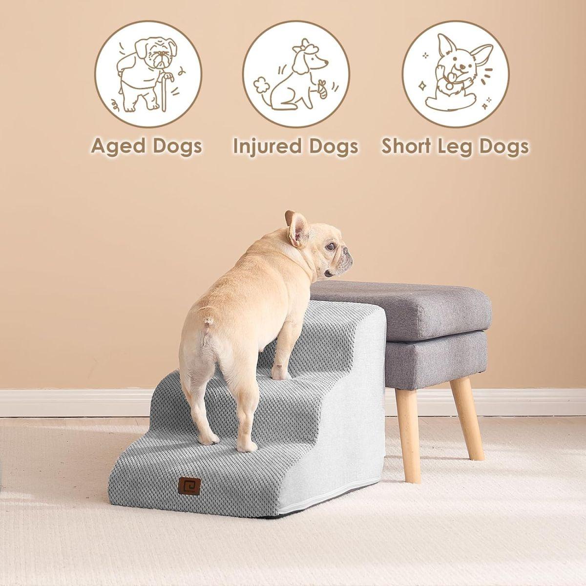 EHEYCIGA 犬階段 ハイベッド用 3ステップ 犬用ステップ 小型犬とカウチ