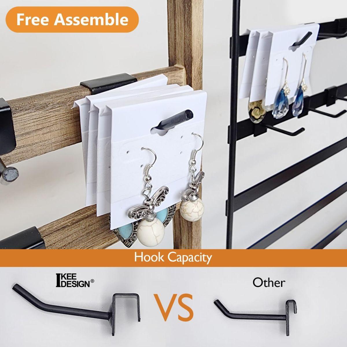 Ikee Design 木製ジュエリーディスプレイラック 取り外し可能なメタル