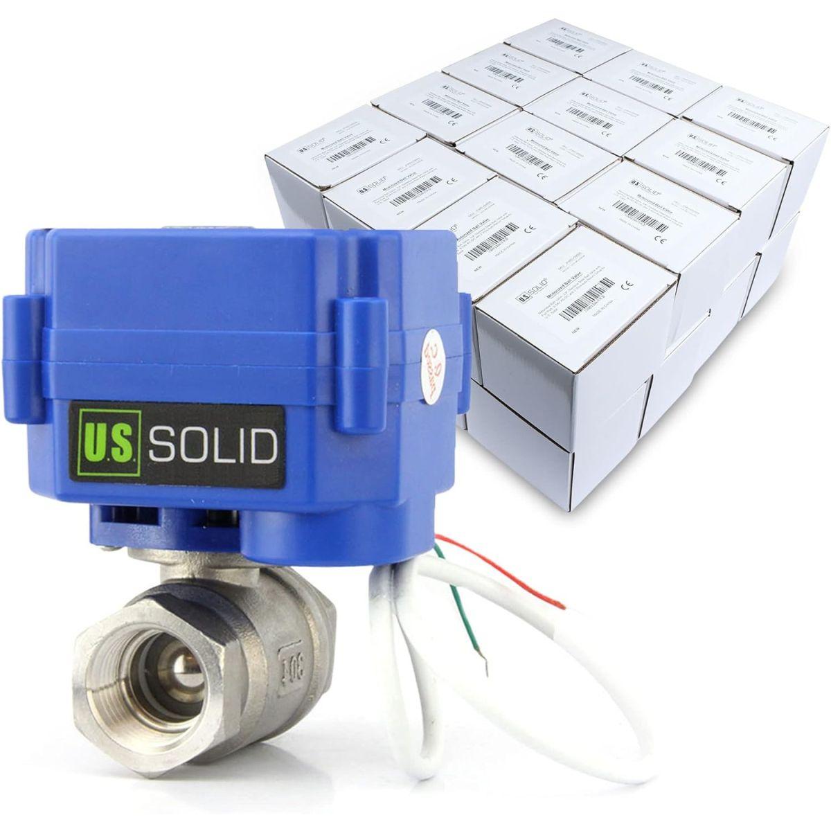 U.S. Solid電動ボールバルブ - 3/4インチ ステンレススチール ボールバルブ フルポート 9-24V AC/DC 2ワイヤー自動リターン設定 (25パック)