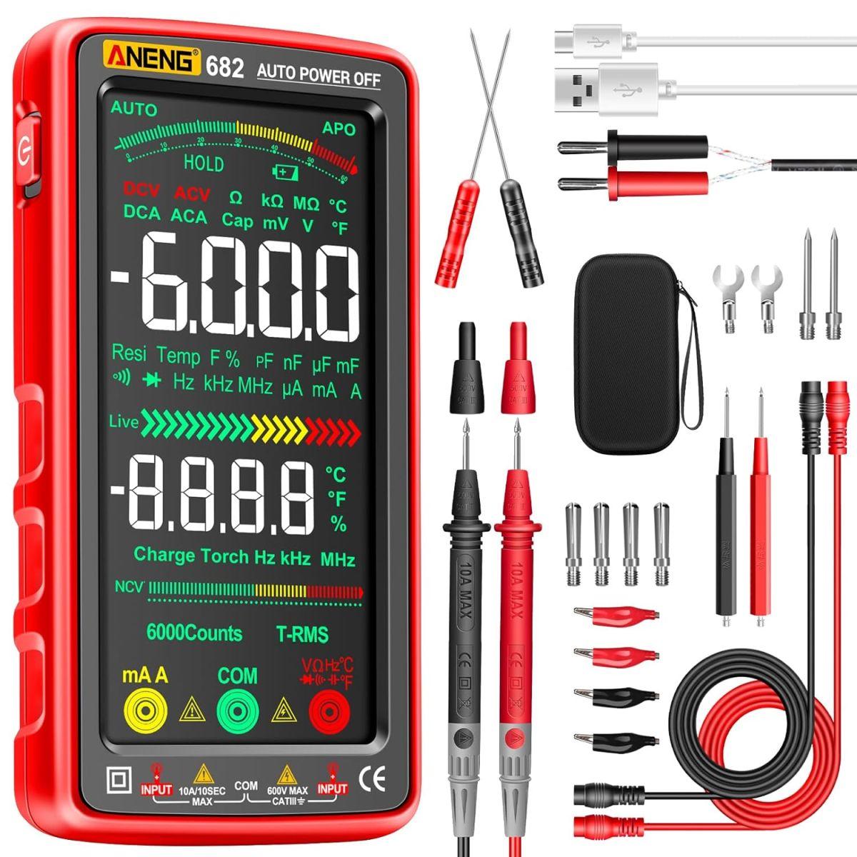 ANENG 682 充電式 6000カウント テスター、TRMS マルチメーター