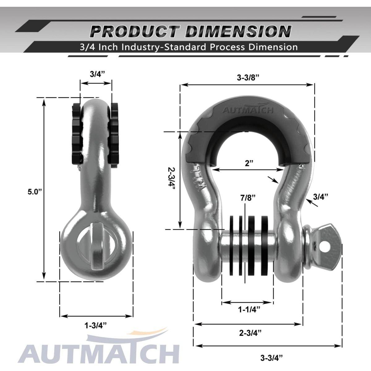 AUTMATCH Dリング シャックル 3/4
