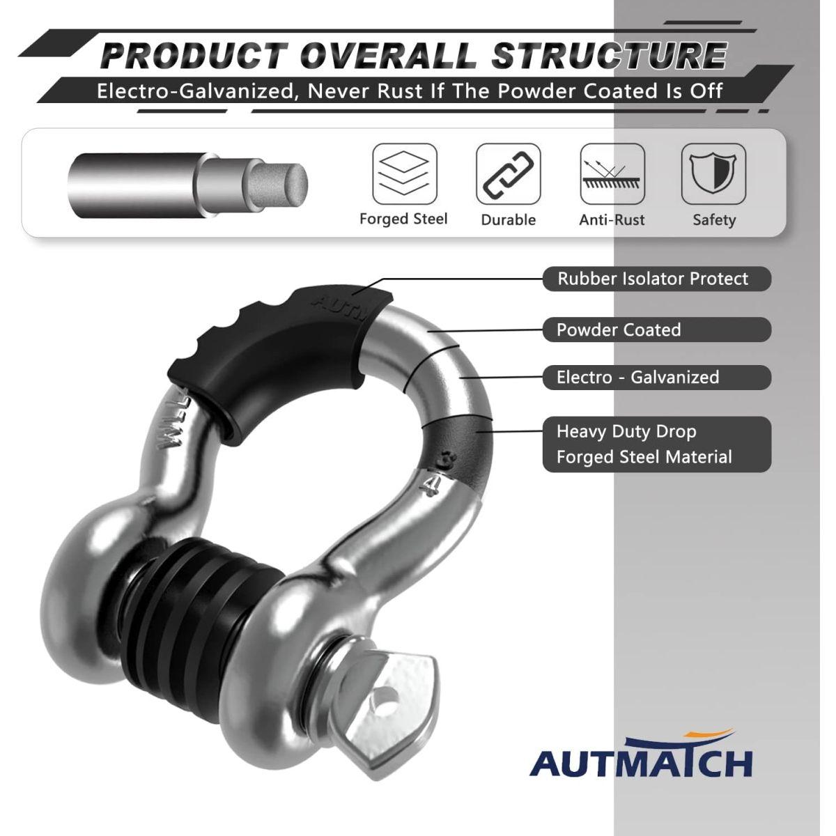 AUTMATCH Dリング シャックル 3/4