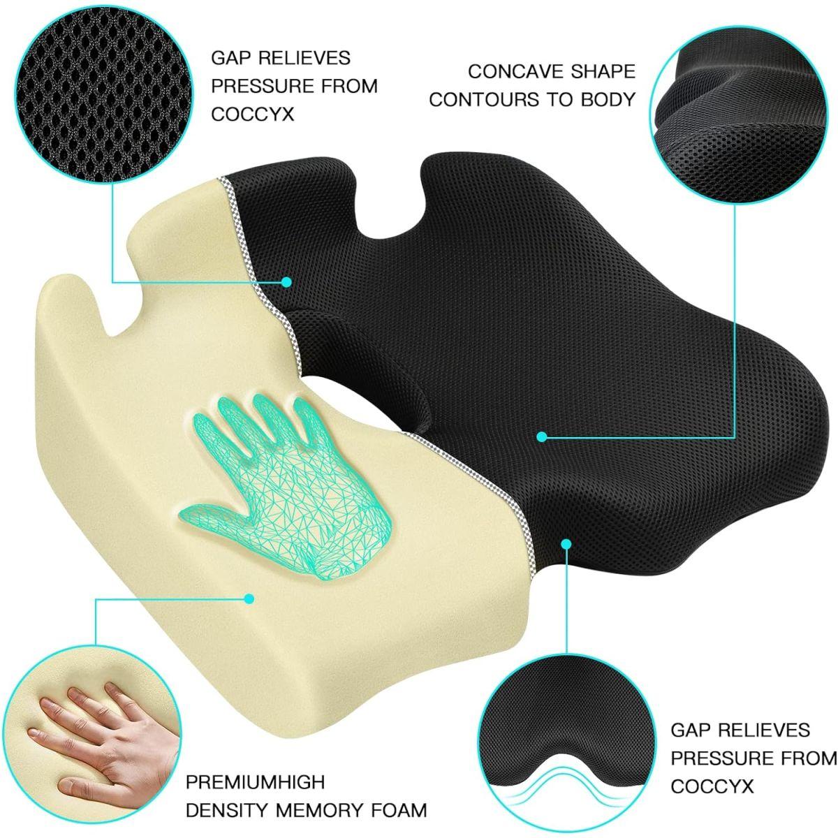 ☆チェアパッド シートクッション ソフト 痛み緩和 低反発 ブラック チェアパッド 座布団 クッション 低反発 低反発チェアパッド 角型 35cm