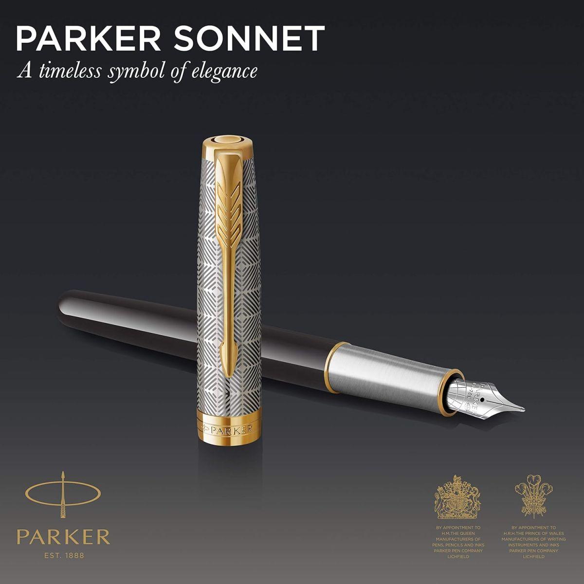 PARKER パーカー 万年筆 ソネット プレミアム メタル＆ブラックGT 細字