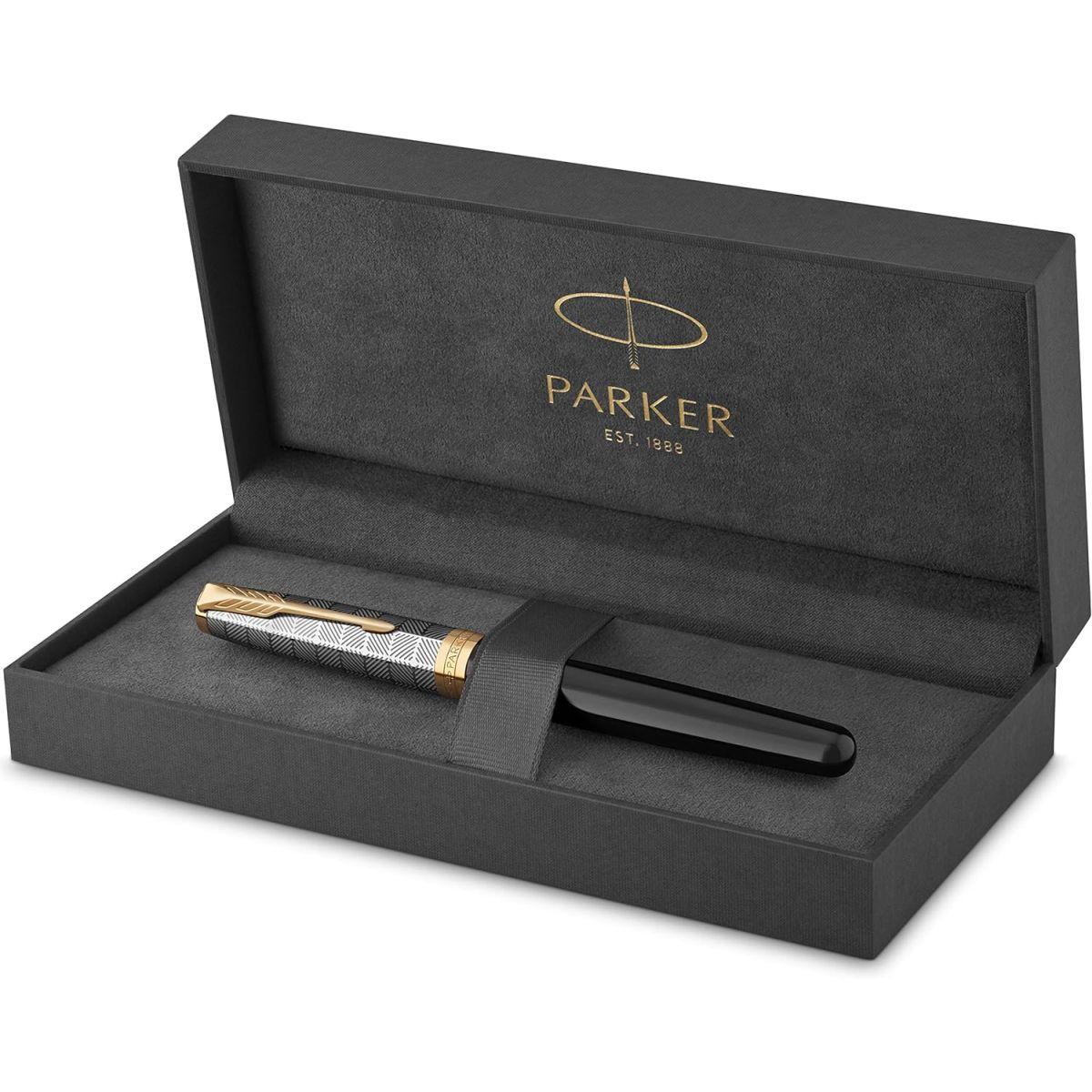 PARKER パーカー 万年筆 ソネット プレミアム メタル＆ブラックGT 細字