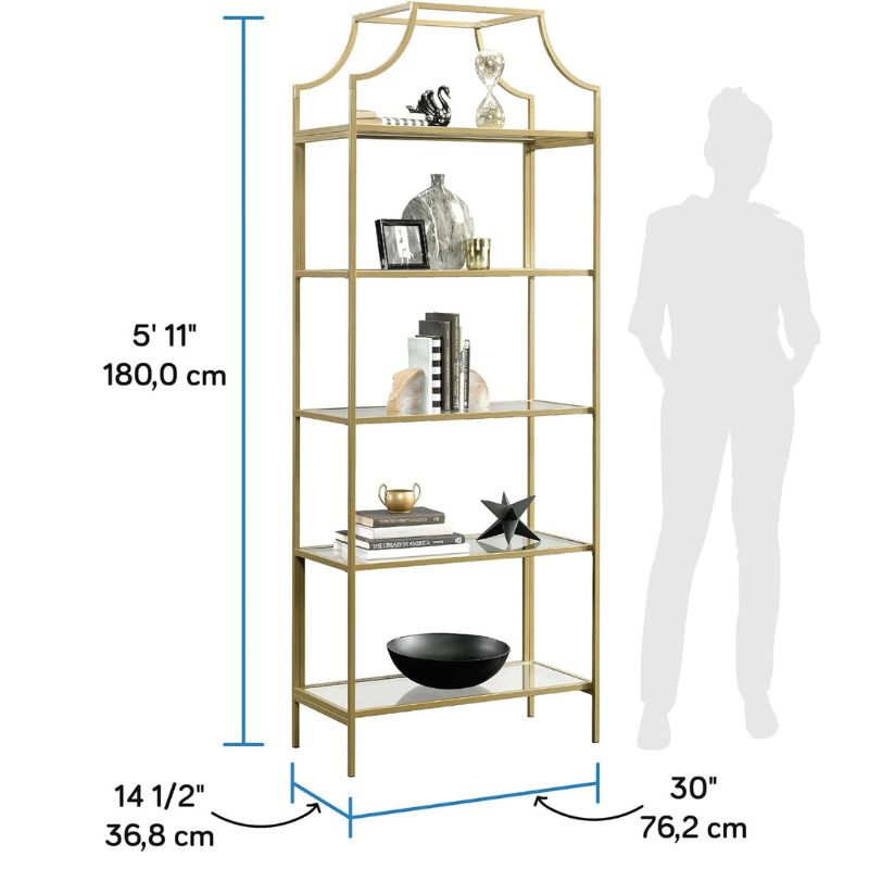 ブックシェルフ 本棚 5段ブックシェルフ ゴールド 棚 安全強化