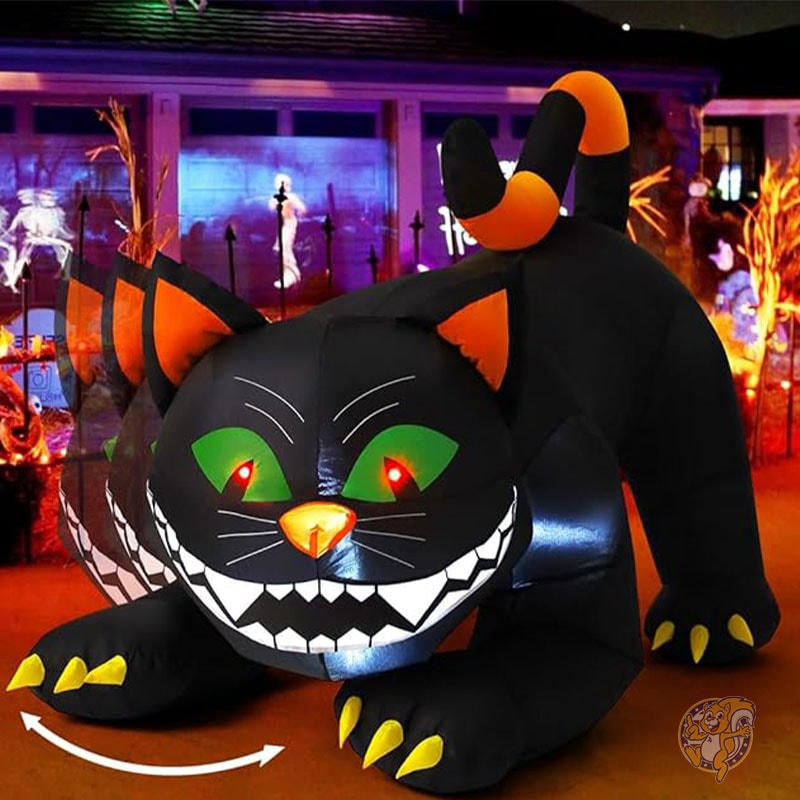 ハロウィン デコレーション インフレータブル 黒猫 屋外装飾 1.8m 大型