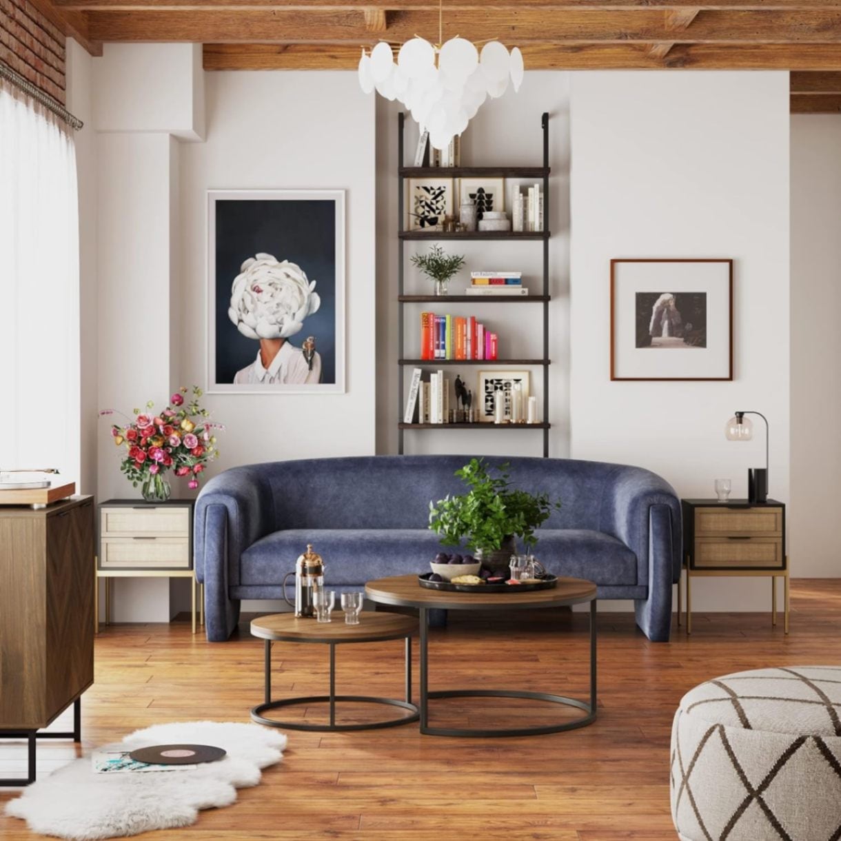 Nathan James サイドテーブル 収納引き出し付き ナイトスタンド お洒落