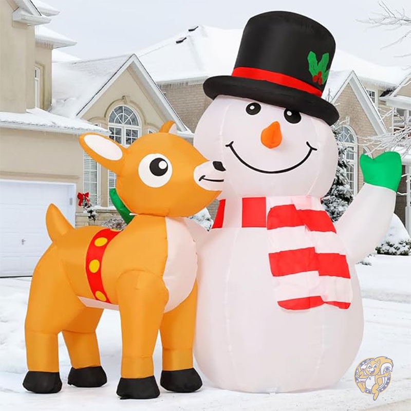 クリスマスインフレータブル 屋外装飾 1.5m 雪だるま トナカイ