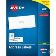 エイブリー Avery 印刷 住所ラベル コピー機用 2.5  x 6cm ホワイト 3,300枚 郵送ラベル|文具・ステーショナリー