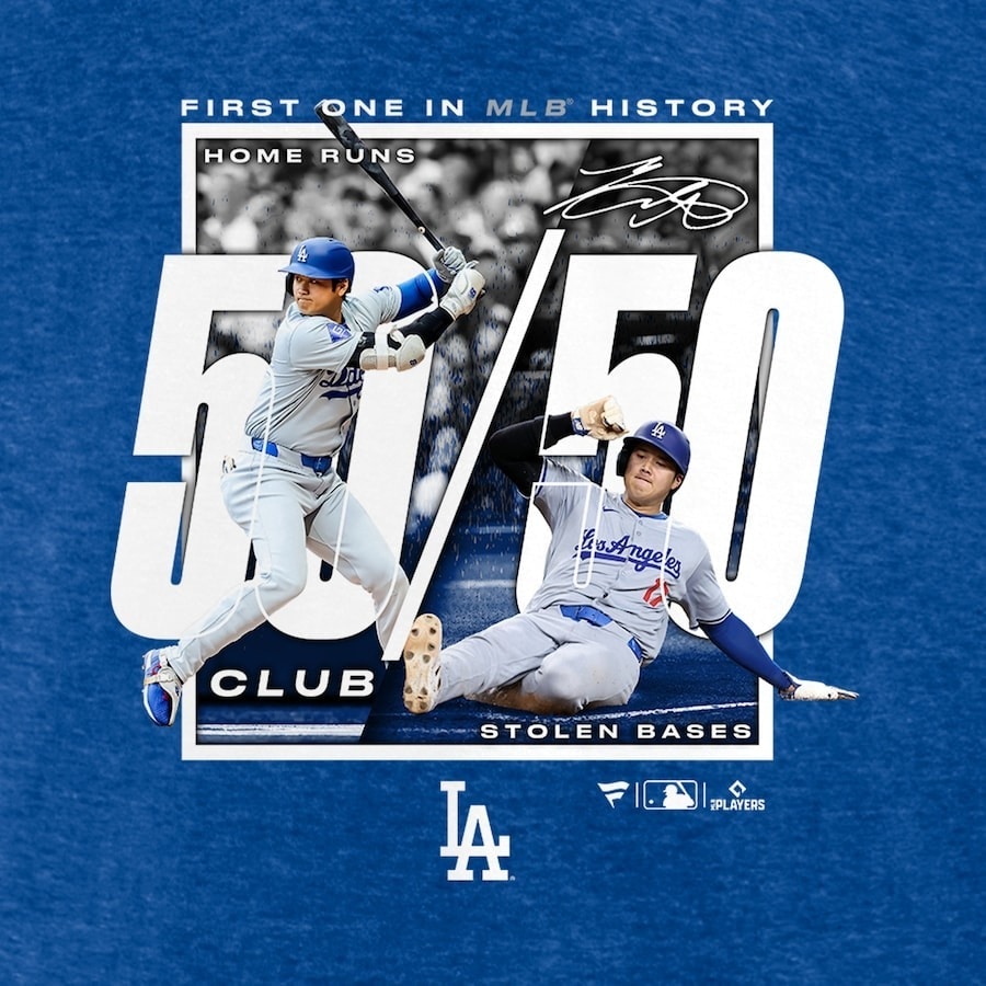 ロサンゼルス・ドジャース 大谷翔平50/50 Tシャツ MLB ドジャース 大谷 翔平 50-50 達成記念 Tシャツ ロサンゼルス