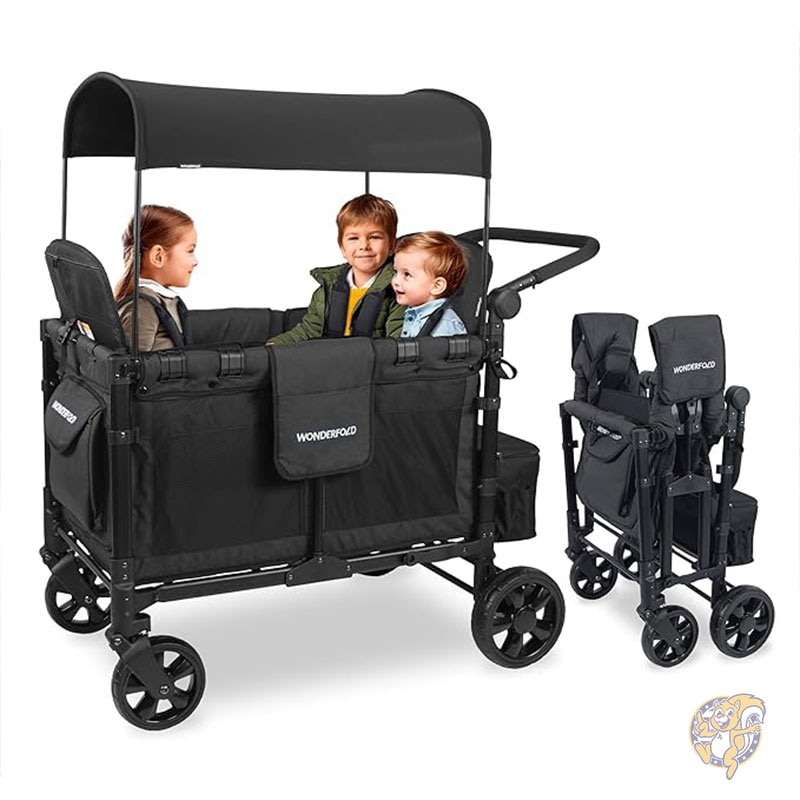 グレー ベビーカー 折りたたみ可能 ベビーカー ワゴン (4人乗り) W4 