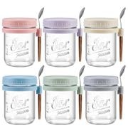 オーバーナイトオーツ 容器 6個セット 16oz LANDNEOO 蓋付きガラスジャー スプーン付き 密閉保存 耐熱 食洗機対応|その他|アメリカ調理家電：種類別