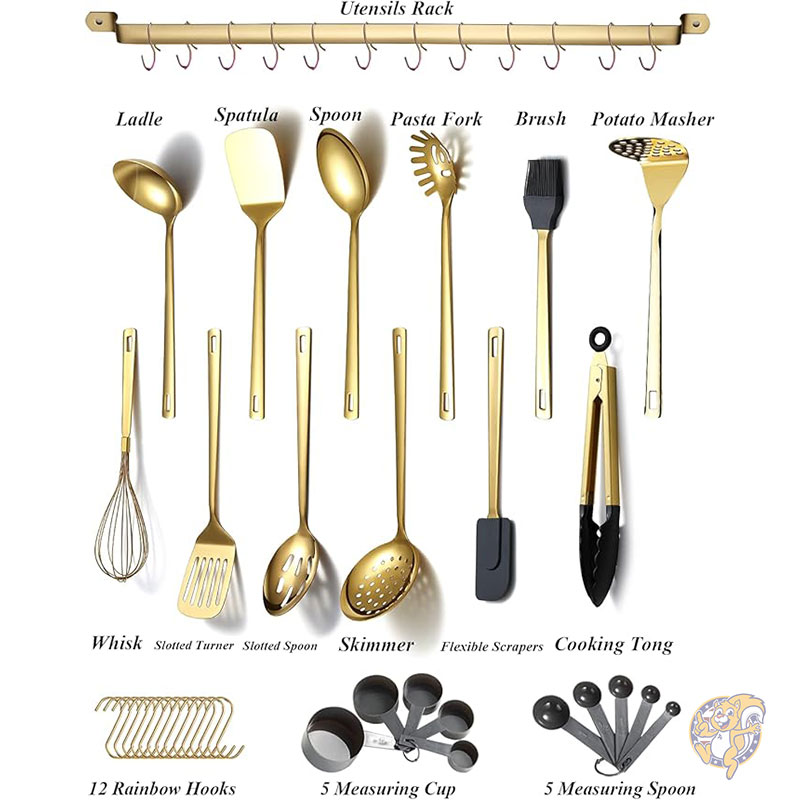 ゴールド調理器具セット ステンレススチール 37ピース キッチン用品