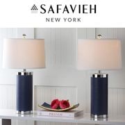 Safavieh テーブルランプ 2点セット Navy レザー調 ネイビー 北欧風 おしゃれ 輸入照明 インテリア照明 リビング 寝室 正規品
