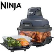 Ninja Crispi ニンジャ クリスピ 4-in-1 ポータブル ガラス エアフライヤー 1500W 4QT＆6カップ容器付き ノンフライ調理器 タイマー 温度調整 FN101GY
