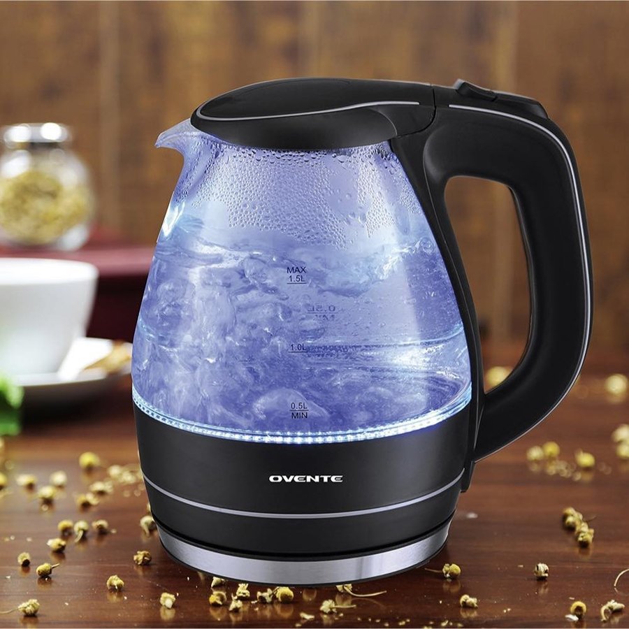 ��������� Ovente �ŵ����ȥ� �ŵ��䤫�� ���쥯�ȥ�å����ȥ� KG83B 1.5L Glass Electric Kettle Black ����ꥫ���å������
