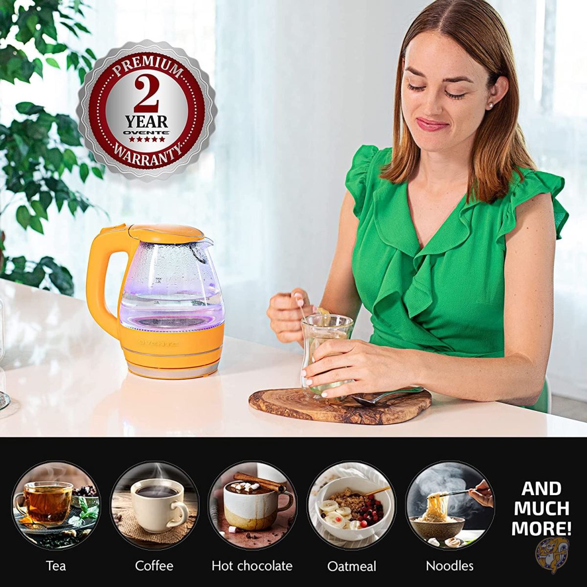 ���¹�͢����Ovente KG83O Glass Electric Kettle, 1.5 L, Orange �ŵ����ȥ�