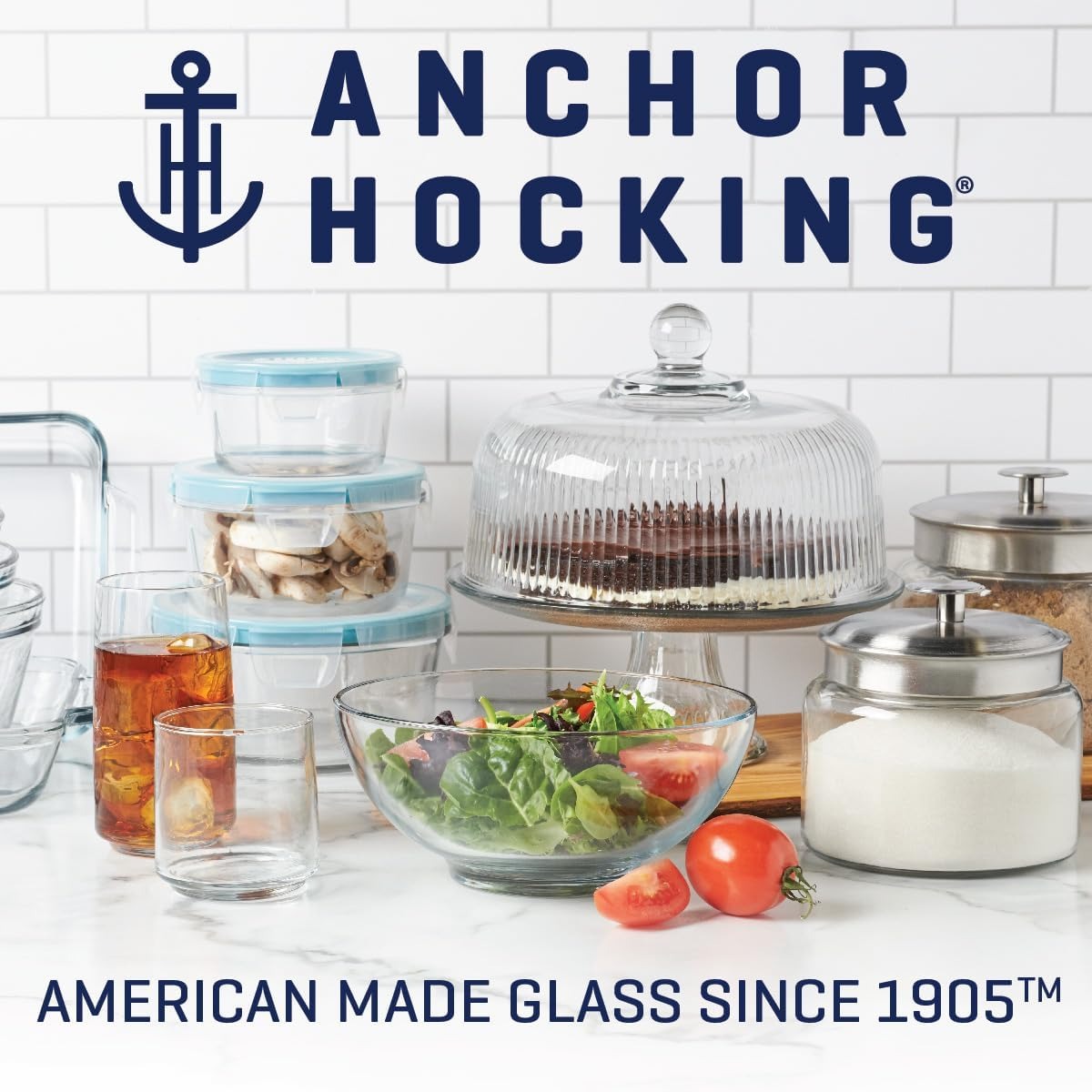 ���󥫡��ۥå��� Anchor Hocking ���饹��¸�ƴ� 16�����å� (8��) �ա��ɥ���ƥʡ� ���դ� ��Ǯ���饹 ������¸�ƴ� �Żҥ�� �����֥� �����б� SnugFit ����ꥫ��