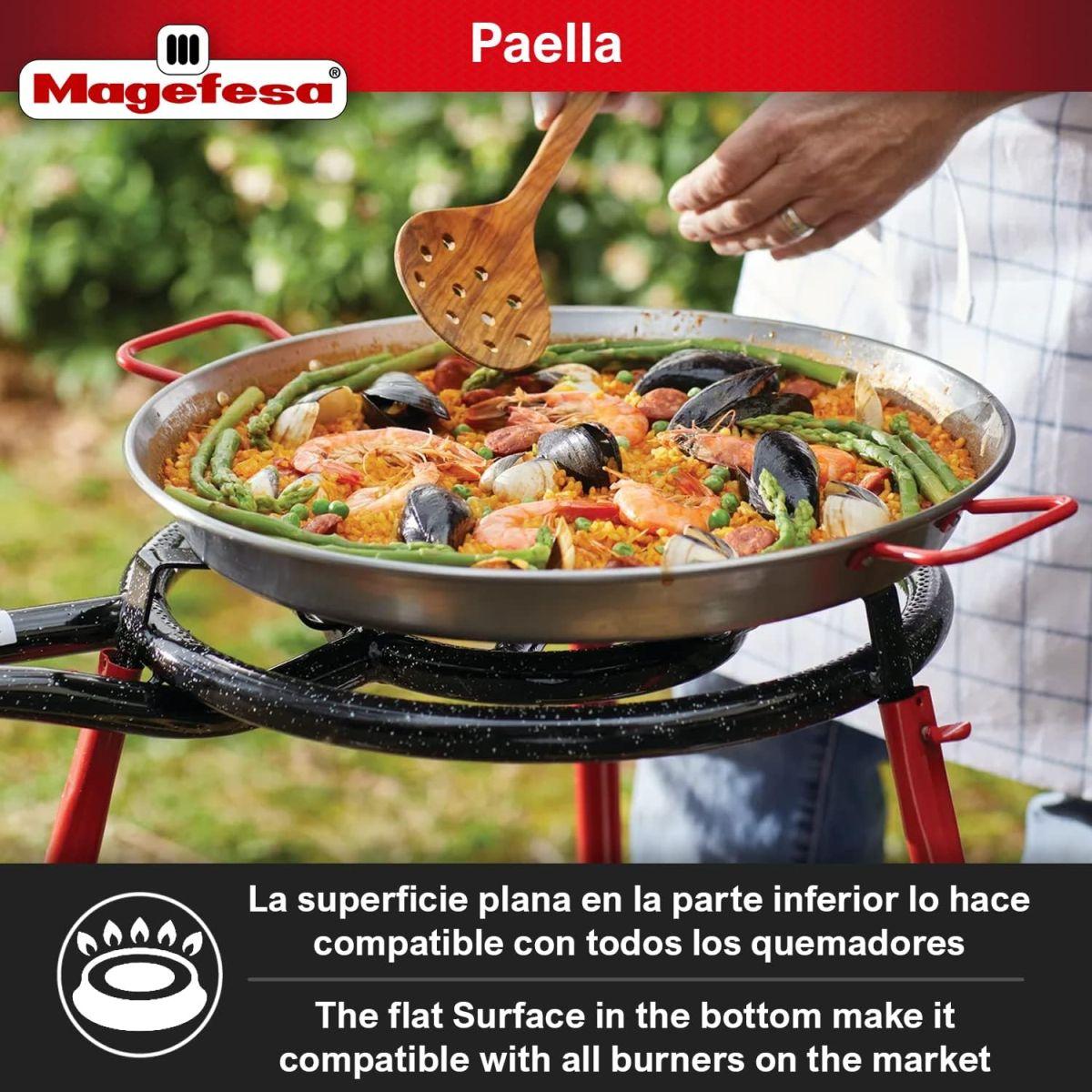 (Enamel, 30cm ) - MageFesa Enamelled Steel Paella Pan, 30cm