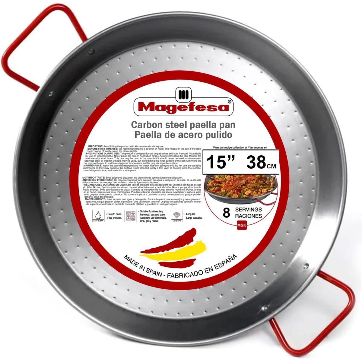 MageFesa Carbon Steel Paella Pan, 15 Inch by Magefesa