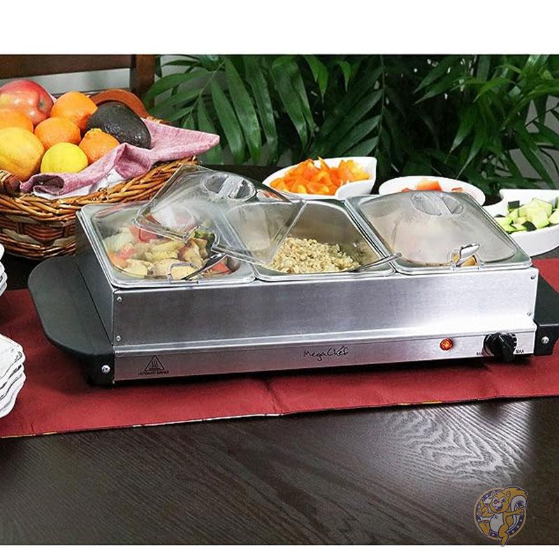 ビュッフェサーバー & フードウォーマー 料理 保温機 グレー Food Warmer Megachef パーティー 温かい料理 パーティー