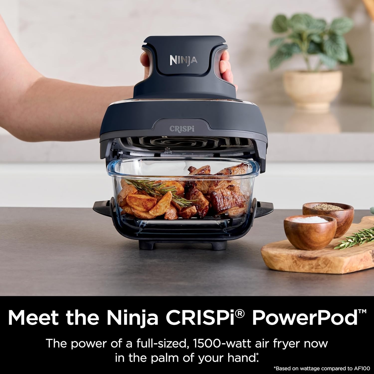 Ninja Crispi �˥󥸥� ���ꥹ�� 4-in-1 �ݡ����֥� ���饹 �����ե饤�䡼 1500W 4QT��6���å��ƴ��դ� �Υ�ե饤Ĵ���� �����ޡ� ����Ĵ�� FN101GY