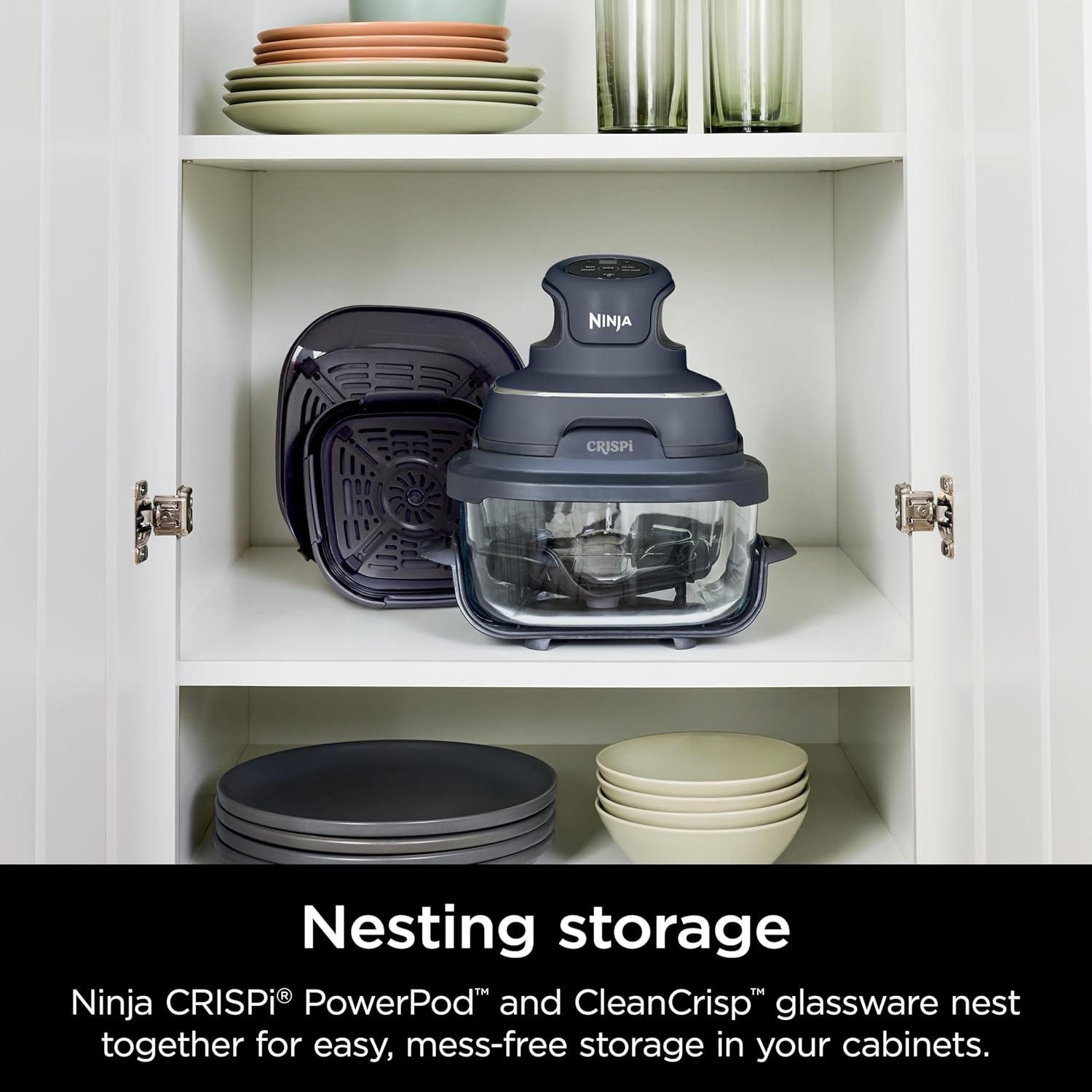 Ninja Crispi �˥󥸥� ���ꥹ�� 4-in-1 �ݡ����֥� ���饹 �����ե饤�䡼 1500W 4QT��6���å��ƴ��դ� �Υ�ե饤Ĵ���� �����ޡ� ����Ĵ�� FN101GY