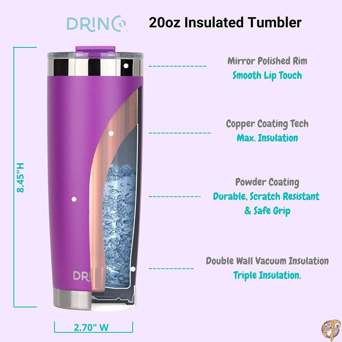 Drinco ���ƥ�쥹�������륿��֥顼 ����ɿ�����Ǯ�ޥ����å� ���ܤ��ɻ߳��դ� �ۥå�&amp;������ɥɥ���� Stainless Steel Tumbler - Combo