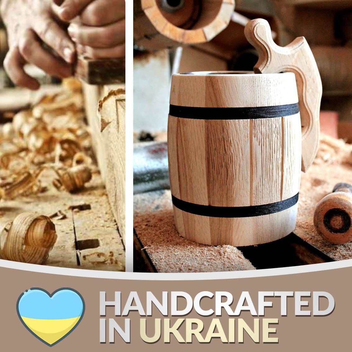 �ӡ���ޥ� ���� �����ӡ��른��å� ���ƥ�쥹�������� ������ ��±�� Handmade Beer Mug Oak Wood