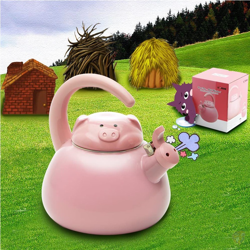 �ڤΤ䤫�� Supreme Housewares �İ����ڤΥ��ȥ� �ԥ󥯤Τ֤� �֥� Whistling Kettle, Pink Pig