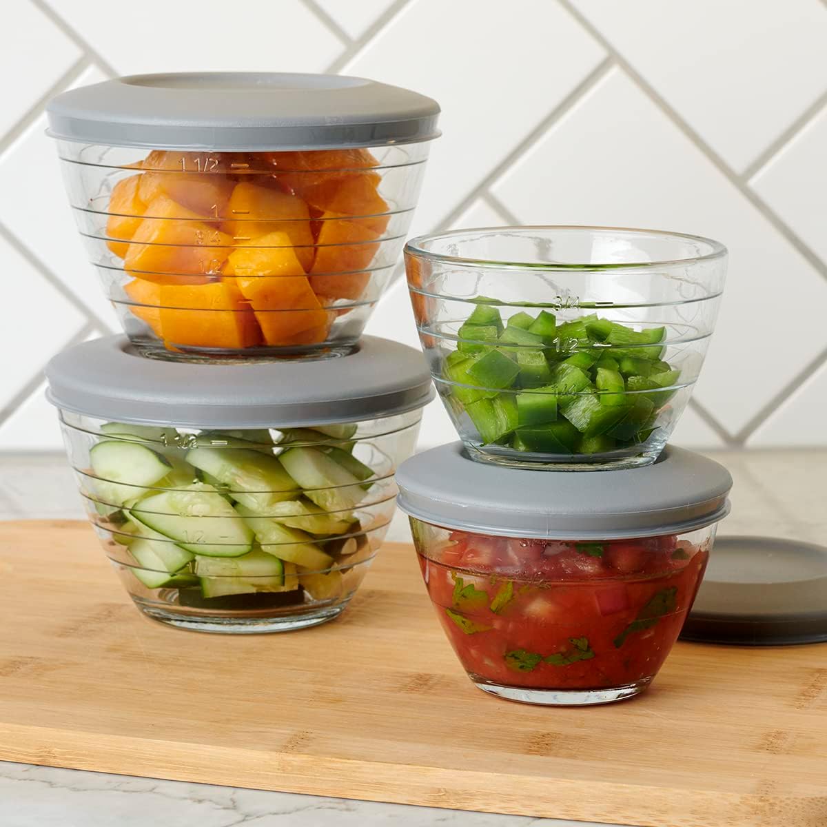 ���󥫡��ۥå��� Anchor Hocking Storage 4-IN-1 �ץ�å� �ܥ��� 6�����å�PREP BOWLS ���饹�ܥ��� 3�� ��3��