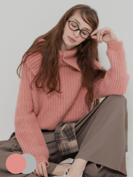 zip collar peplum sweat グレー | トップス | JUMELLE