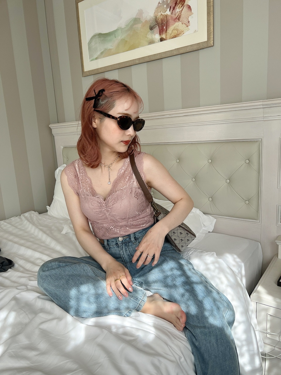 SALE】カップ付きレースタンク PINK ※残り2点 | トップス | JUMELLE