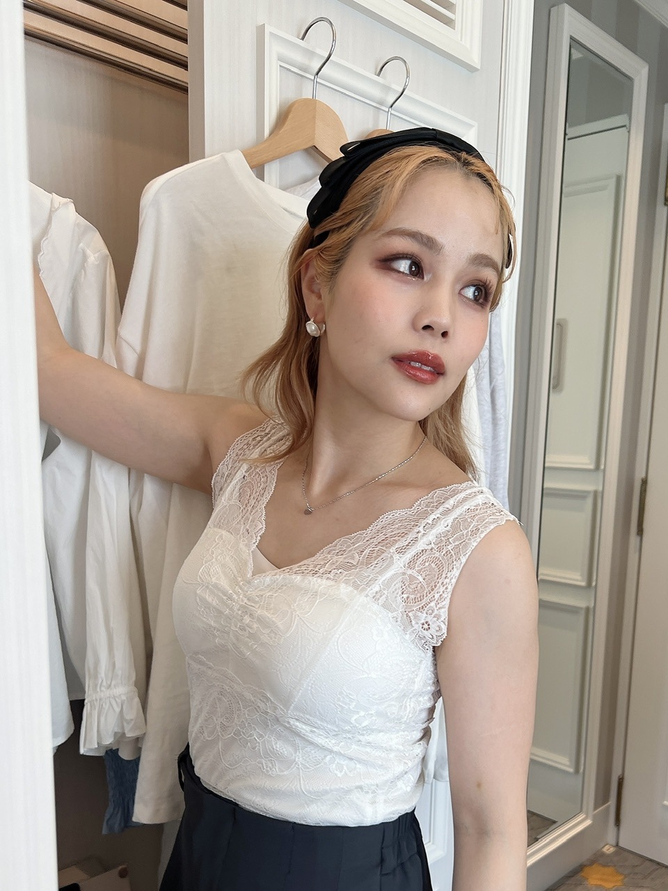 SALE】カップ付きレースタンク PINK ※残り2点 | トップス | JUMELLE