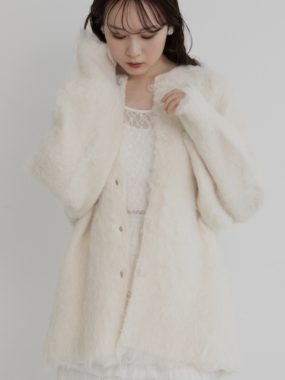 ☆美品☆UNLIENS　アンリアン　shaggy knit　ホワイト TOPS – UNLÍENS