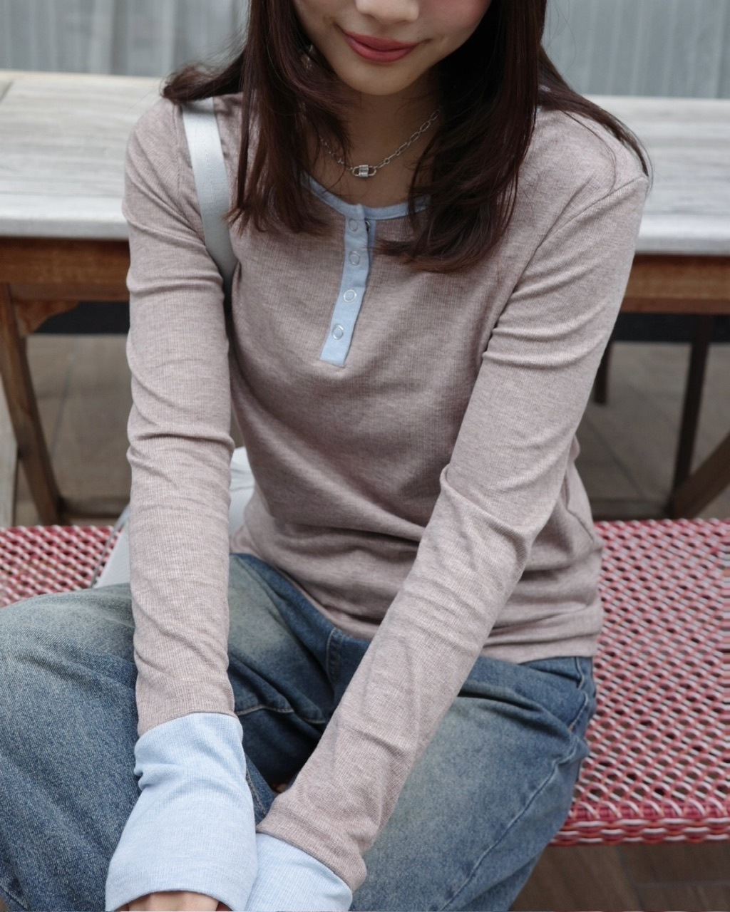 2026年2月25日(水)19時発売]ヘンリーネックバイカラートップ #2カラー