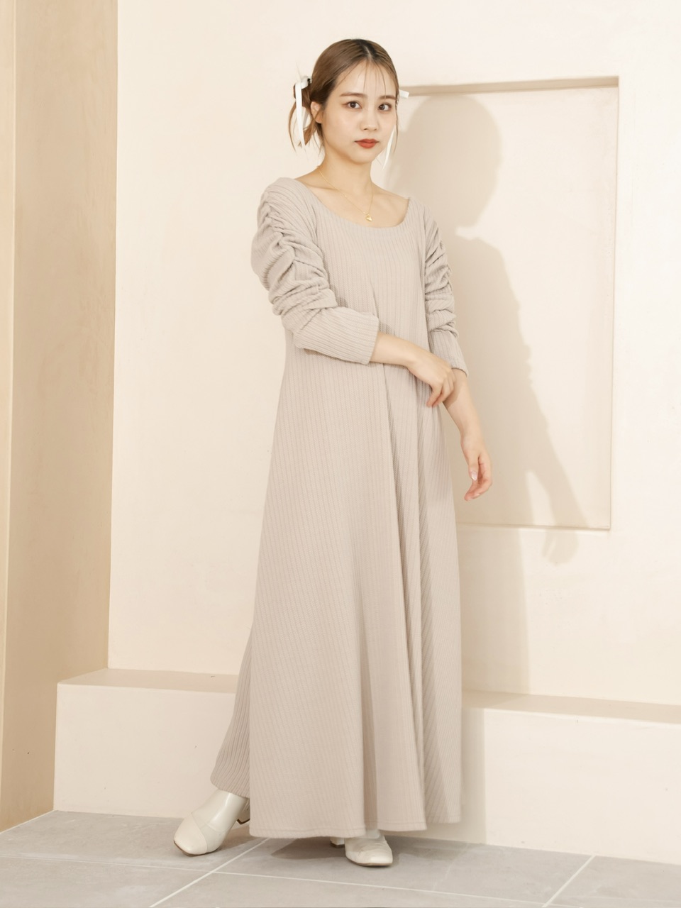 編み込みリブワンピース BROWN | ワンピース | JUMELLE 