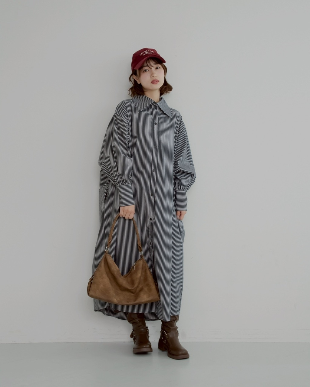 ストライプ柄パールシャツワンピース | ワンピース | JUMELLE