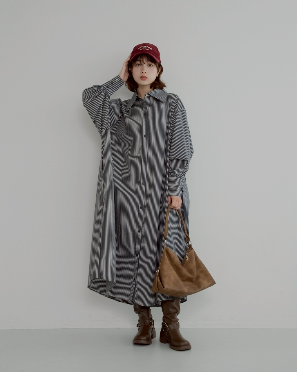 ストライプ柄パールシャツワンピース | ワンピース | JUMELLE
