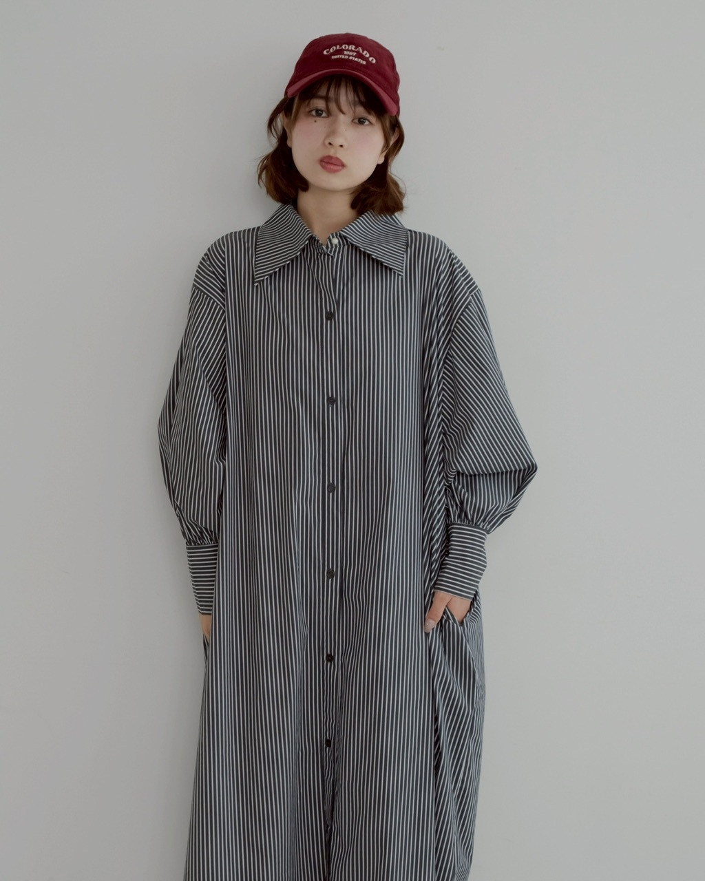 新品タグ付きPICONE ¥36,000-ストライプ柄刺繍シャツワンピース 40 ストライプ柄パールシャツワンピース | ワンピース | JUMELLE