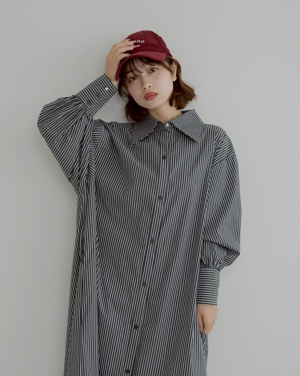 ストライプ柄パールシャツワンピース | ワンピース | JUMELLE