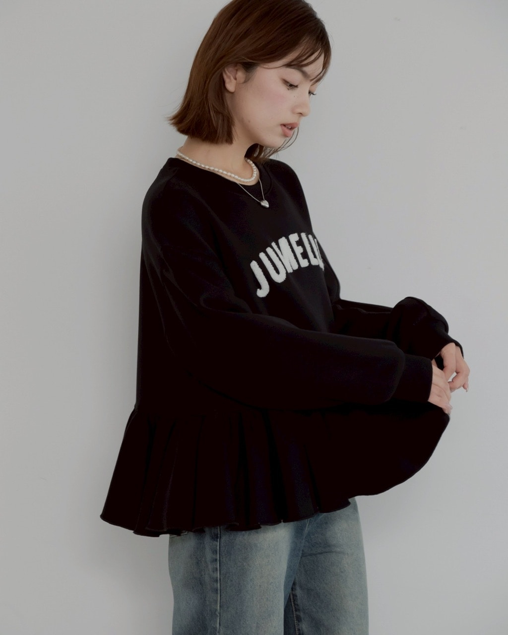 jm peplum sweat ブラック | CUTSEW/SWEAT | JUMELLE